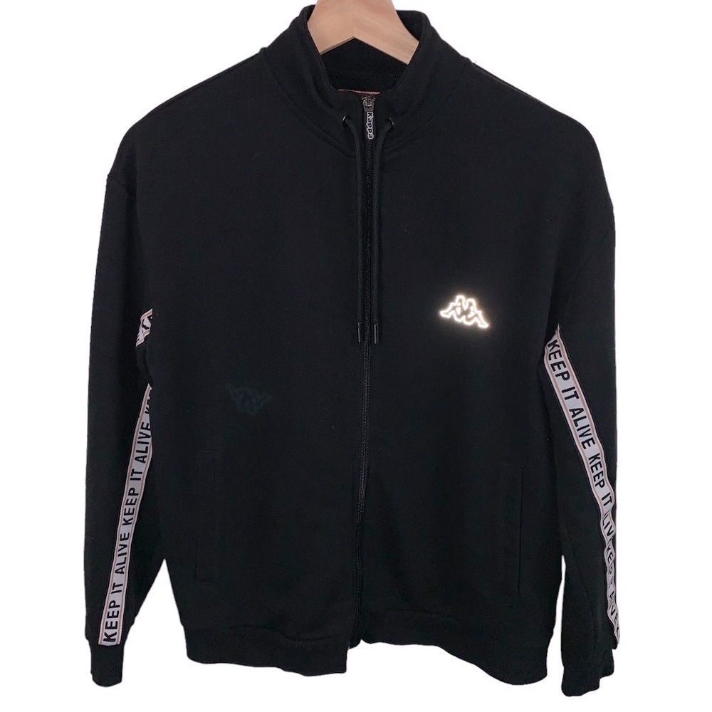 Kappa Black Keep It Alive Full Zip Sweatshirt Women's sz Large